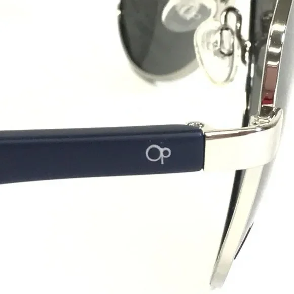 Op Ocean Pacific Sunglasses FAR OUT U SILVER Navy Blue Aviators Mirrored Lenses - Picture 5 of 15